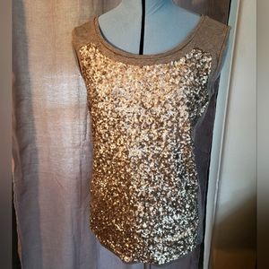 Ann Taylor Gray and Sequin Top size M